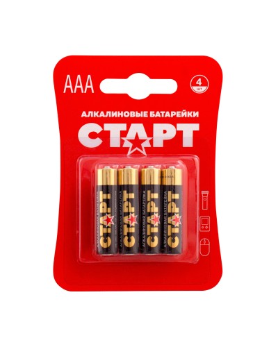 СТАРТ LR03-BL4 (1,5 В, AAA, LR03), упак. 4 шт. БЛИСТЕР. Алкалиновые батарейки. СТАРТ в Назрани