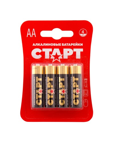 СТАРТ LR6-BL4 (1,5 В, AA, LR6), упак. 4 шт. БЛИСТЕР. Алкалиновые батарейки. СТАРТ в Назрани