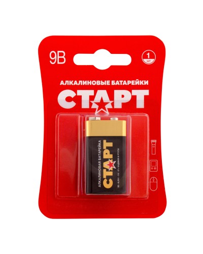 СТАРТ 6LR61-BL1 (9 В, Крона,  6LR61), БЛИСТЕР. Алкалиновая батарейка. СТАРТ в Назрани
